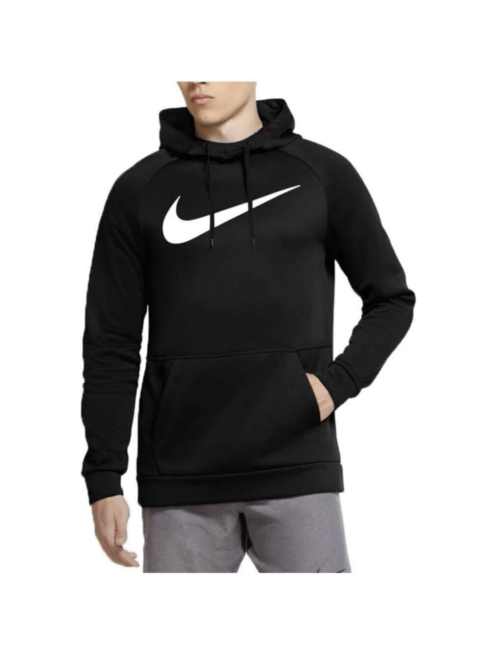 NWT Nike Men's Therma-Fit Black with White Swoosh Training Hoodie MED Sweatshirt